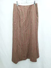 ◇ ⊂ IENA イエナ ストライプ ロング フレア スカート サイズ38 ブラウン レディース P  【1410160001776】