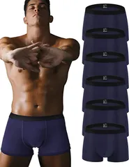 PLIN ボクサーパンツ メンズ 下着 6枚セット 吸汗速乾 前閉じ ローライズ 男性( ネイビー6枚,  2XL)