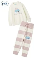 【新品】【PNK スライム】gelato pique ジェラート ピケ 【ドラゴンクエスト】レディース ベビモコプルオーバー&ボーダーロングパンツセット