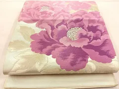 平和屋着物◎六通柄袋帯　唐織　草花文　銀糸　正絹　逸品　BAAS6192fc