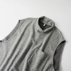 美品 FIRMUM ノーコントロールエアー フィルマム ウールレーヨン ヘリンボーンハイネックワンピース S/グレー【2400013204828】