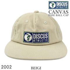 ベージュ  DISCUS ディスカス 刺繍ロゴ 平ツバ フラット キャップ 帽子 2002