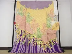 平和屋-こころ店□極上 東京友禅 熊谷好博子 振袖 駒刺繍 雪輪に若松竹 ...