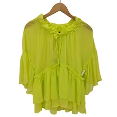 ザラ ZARA LIME SHEER CHIFFON TUNIC TOP BLOUSE シアー フリル ブラウス レディース import：M 