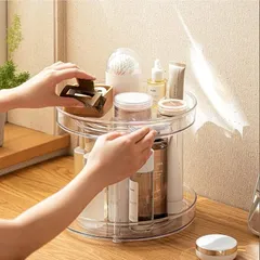 GLAMFORT コスメ収納 透明 360°回転 メイクボックス 大容量浴室 化粧台 洗面所収納ボックス 整理簡単 小物入れ 多機能コスメ収納(23.5cm・2層) 1