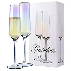 Gutsdoor クリスタルシャンパンフルート グラス2個セット プレミアムシャンパングラスフルート ウェディング トリンクウェア チアー シャンパン