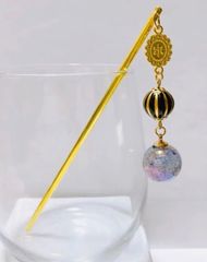 和風アクリルビーズとクラックビーズ のかんざし　黒系