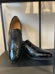 バジョルゴ　BajoLugo 　カットクロコ本革　ウイングチップスリッポン (26.5cm)　（BG217）OUTLET