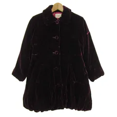 メゾピアノ 中綿コート ロングコート アウター ベロア キッズ 女の子用 140サイズ レッド Mezzo Piano 【中古】