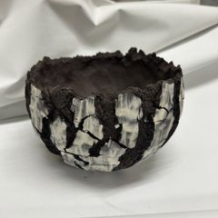 クラック　植木鉢　大　樹葉窯 ひび割れ　模様