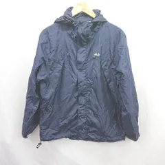 ◇ ⊂ FILA フィラ 左胸にロゴブランド刺繍あり 長袖 ウインドブレーカー サイズM ネイビー系 メンズ E  【1504210006566】