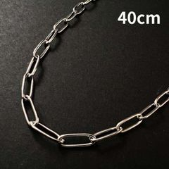 40cm シルバー オーバルチェーンネックレス メンズ レディース ステンレス