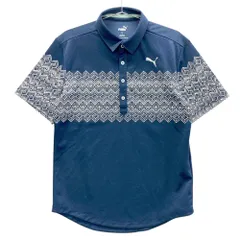 サイズ：M PUMA GOLF プーマゴルフ  半袖ポロシャツ 総柄 ネイビー系 [240101525834] ゴルフウェア メンズ ストスト