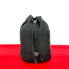 極 美品 希少品 RADA プラダ 三角ロゴ プレート 金具 テスート ナイロン 巾着 ハンドバッグ ポーチ ミニ トートバッグ ブラック 黒 07242