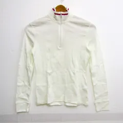 ラルフローレンゴルフ ポロシャツ トップス 長袖 ハイネック ゴルフウエア レディース Mサイズ 白×ピンク Ralph Lauren GOLF 【中古】