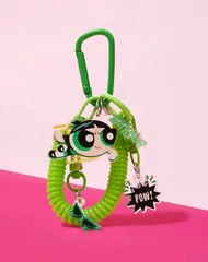THE POWERPUFF GIRLS　パワーパフガールズ　バターカップ　キーホルダー　パワパフ　じゃらじゃらキーホルダー　スプリングゴム　グリーン　バッグチャーム　キーチャーム　可愛い　アメコミ　キャラクター　ギフト　プレゼント　海外雑貨