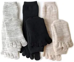 【特価セール】レディース 暖か 裏起毛 靴下 5本指ソックス 無地 クルー丈 [box408] 3足セット 23-25cm