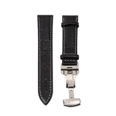 ☆ ブラック×ホワイト ☆ 20mm ☆ 腕時計 ベルト一式 腕時計 交換 バンド 時計 ベルト 交換ベルト 交換バンド 交換用ベルト Dバックル 時計ベルト 時計バンド 腕時計用ベルト 腕時計用バンド 革ベルト 皮ベルト 交換用 替えベルト レザーベルト