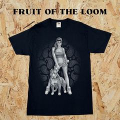 【M】FRUIT OF THE LOOM　フルーツオブザルーム　スカル　タトゥー　デットガール　ピットブル　dog　ドッグ　犬　ヴィンテージ　ビンテージ　古着