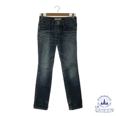 【訳アリ】 パンツ デニム ジーンズ カジュアル ダメージ ロング丈 レディース ネイビー 901-13593 送料無料 古着