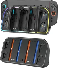 Switch 2 ジョイコン2用 充電スタンド Tomistan スタンド ニンテンドースイッチ2 用 Joy-Con 2コントローラー充電 対応 4台同時磁吸充 電可能 ジョイコン2 右/左 急速充 電器 LED充 電指示ランプ付き