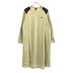 THE NORTH FACE ザノースフェイス ロゴ刺繍 長袖 マタニティ マイクロフリース ワンピース SM ベージュ アウトドア NLM71902 レディース 古着