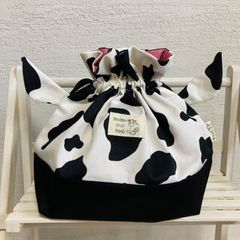 [受注生産]大きい牛さんお弁当袋[くすみピンク]