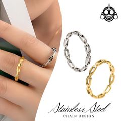 指輪 ステンレス レディース リング 全2色 チェーン 華奢 重ね付け ステンレスリング 金属アレルギー つけっぱなし サージカルステンレス