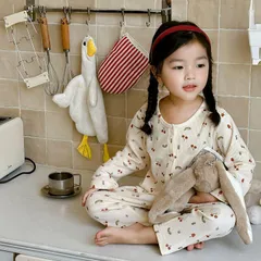上下セットキッズ パジャマ  綿 部屋着 ルームウェア 寝間着 女の子 男の子 ガールズ 小学生 長袖 子供服 トップス パンツ カジュアル 快適 肌触りがいい 春 夏 秋 manhan06