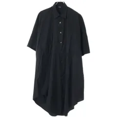 LIMI feu 黒 シルク変形半袖シャツ ウエストベルト付き