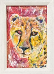 チョビベリー作 「慈愛のヒョウ」水彩色鉛筆画 ポストカード