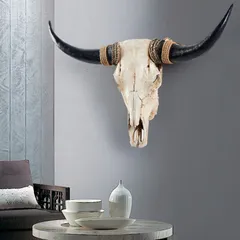 牛の頭蓋骨 壁掛け 置物 本物 ジョージア・オキーフ Amazon.co