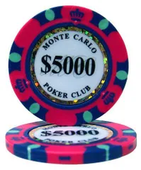 【数量限定】25枚セット ピンク ポーカーチップ 13.5g $5000 【ノーブランド品】モンテカルロ