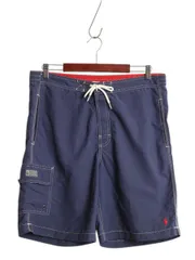 【お得なクーポン配布中!】 00s ポロ ラルフローレン ナイロン ショートパンツ メンズ S / オールド サーフ スイム ショーツ 短パン 水陸両用 インナー付き 海パン 紺