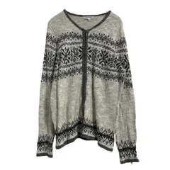 REFLECTIONS アクリル混 ニット カーディガン レディース M ライトグレー ブラック ラメ ジップアップ 古着卸 アメリカ仕入 a612-6421