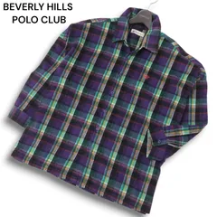 BEVERLY HILLS POLO CLUB ビバリーヒルズポロクラブ 刺繍★ オーバーサイズ 長袖 チェック ネル シャツ Sz.M レディース
