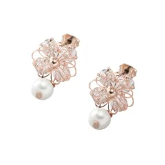 【ピンクゴールド×ピアス】[Cream dot. クリームドット公式] ピアス レディース  金属アレルギー ニッケルフリー フラワー ビジュー パール ワイヤー 透かし 大人 