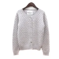 ミスティウーマン mysty woman カーディガン ニット ケーブル ビジュー モヘヤ混 F 紫 パープル /MN