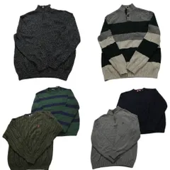 古着卸 まとめ売り チャップス CHAPS セーター 6枚セット (メンズ L ) ハーフジップ ケーブル編み ボーダー ハーフボタン 中古 古着 NC3278