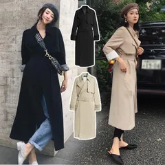 トレンチコート レディース ロング丈 スプリングコート テロンチ 韓国風 定番 コート コート ロング丈 体型カバー 大きいサイズ ロングコート 通勤