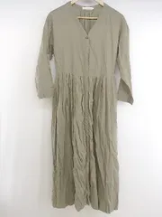 ◇ ◎ AMERICAN HOLIC スタンドカラー 長袖 膝下丈 ワンピース サイズM カーキ系 ベージュ系 レディース P  【1303310003112】