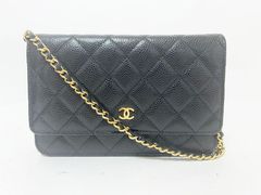 CHANEL シャネル マトラッセ クラシック チェーンウォレット クラッチバッグ ショルダーバッグ キャビアスキン グレインドカーフスキン ブラック ゴールド金具 ランダムプレート 美品