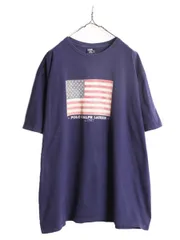 【お得なクーポン配布中!】 90s ポロ ラルフローレン 星条旗 プリント 半袖 Tシャツ メンズ XXL 古着 90年代 オールド コットン ヘビーウェイト 大きいサイズ ネイビー