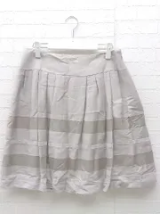 ◇ ●新品● ◎ UNTITLED アンタイトル タグ付 定価 2.1万円 ボーダー 膝丈 ギャザー スカート サイズ4 グレー レディース 【中古】 【1002800973156】