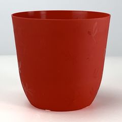 プラ鉢 3号 スタンダード丸鉢リーフ模様 レッド 3.5TKM 幅9.2cm×高さ8.5cm 