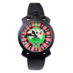 メンズ 腕時計 時計 レディース ウオッチ【ルーレットモチーフ】48mmトップビッグフェイス腕時計【ブラック＆ブラック】AC-W-OSD26-bk