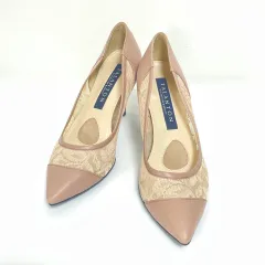【213708】DIANA ダイアナ  TALANTON by DIANA タラントン　レース＆レザー　切替　異素材　パンプス 日本製22.5  ・ ピンクベージュ