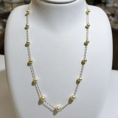 K18YGアコヤステーションネックレス4mm 11珠 40cm - メルカリ