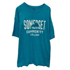 Champion プリントTシャツ 2XL ブルー ホワイト チャンピオン プルオーバー ビッグサイズ ビッグロゴ 古着卸 アメリカ仕入 a704-5122