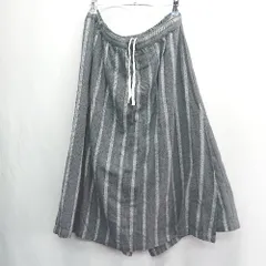 ◇ ⊂ SM2 サマンサ モスモス ウエストゴム ストライプ柄 綿 ガウチョパンツ サイズM グレー レディース E  【1503060003558】